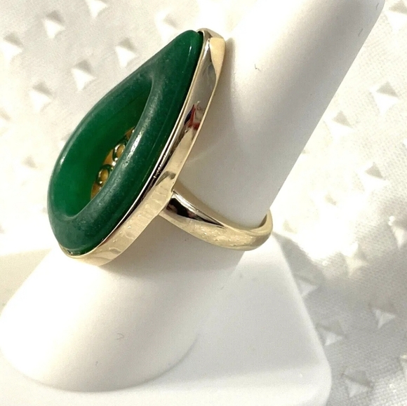 Genuine Jade Ring in 18k Gold over Sterling Silver Ring Size 7! 💍 - Picture 3 of 7
